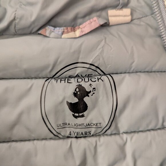 Save The Duck Girls Hooded Puffer Fill Insulated Winter Jacket in Geometric 4 - Picture 5 of 7